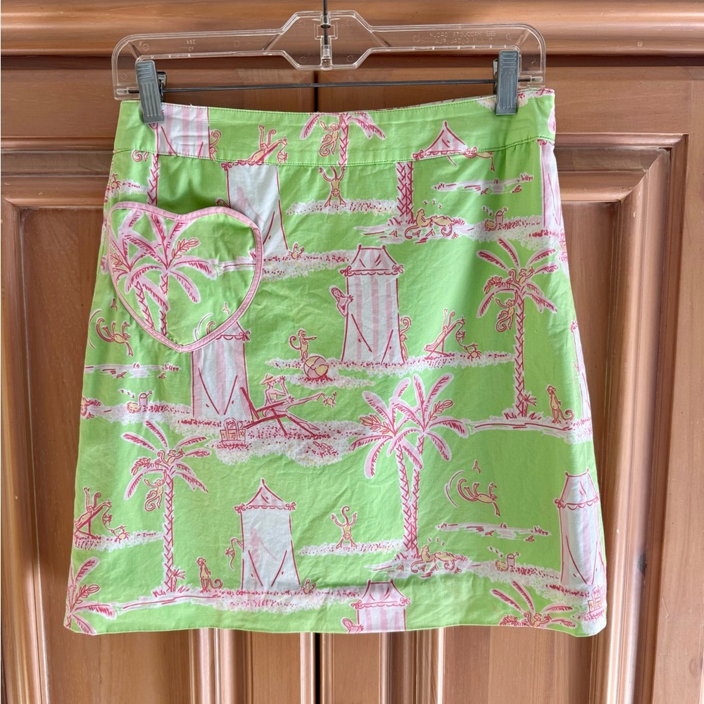 Lilly Pulitzer Green and Pink Tropical Print Skirt